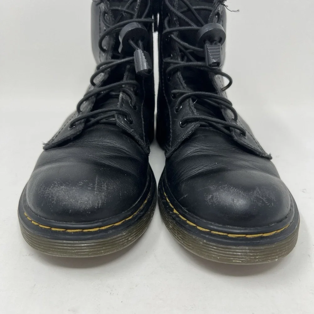 Dr Doc Martens Big Kids Youth Sz 3 Black Leather Combat‎ Boots 1460 J UK 2 EU 34